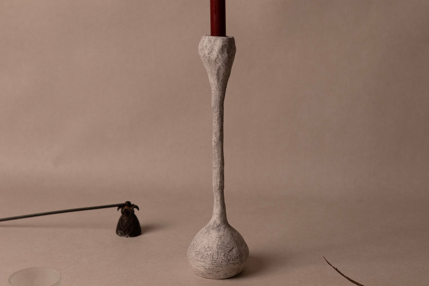 The Tektona Candle Holder - Stone White